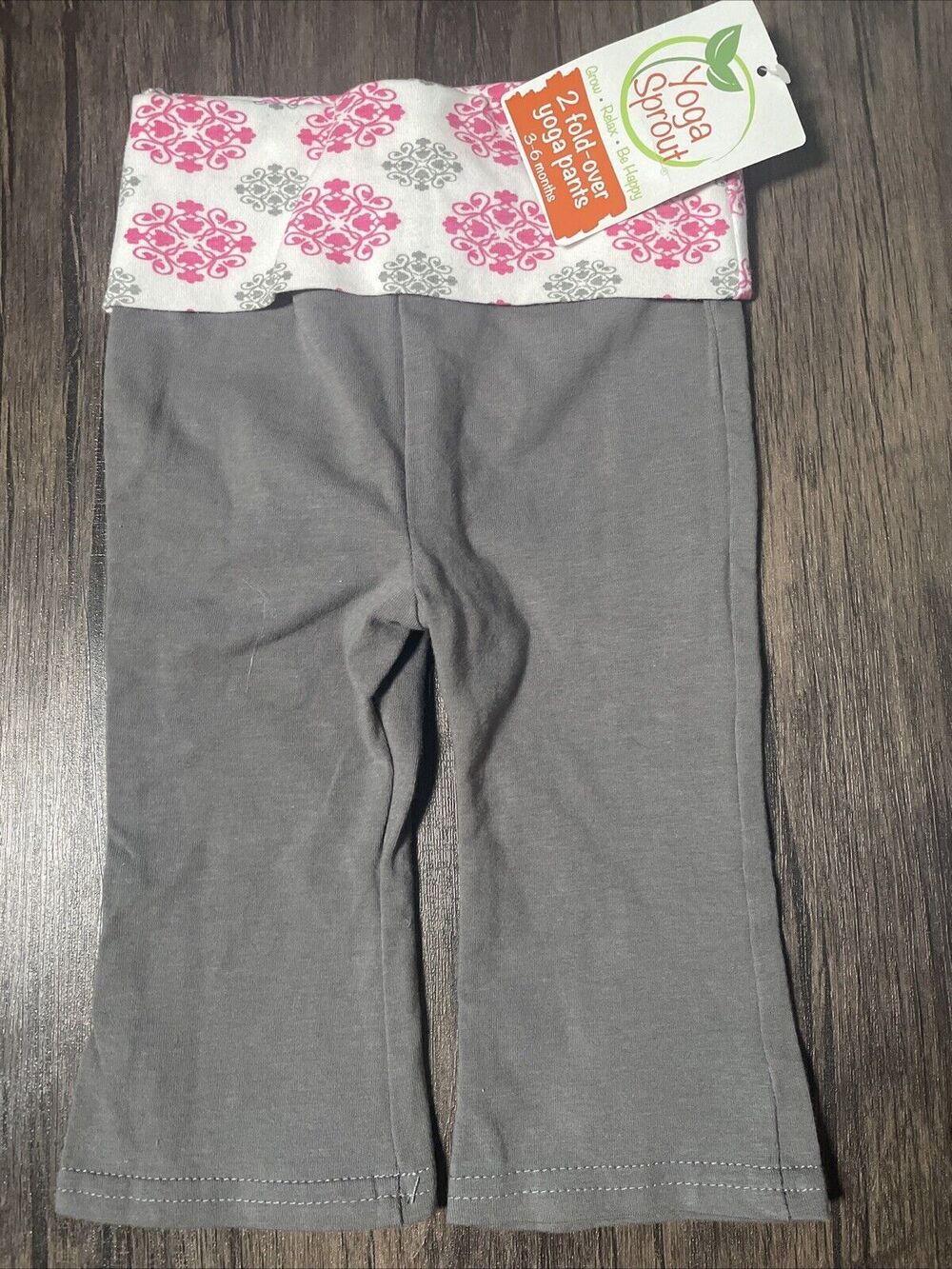 Yoga Sprout pink fold down pants knit stretchy cotton casual Size 3-6mo